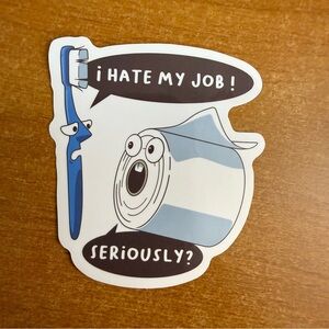 Funny‎ Sticker with Toothbrush and Toothpaste